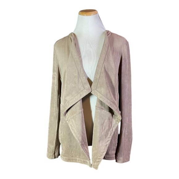 J. Jill Size L Taupe Open-Front Faux Suede Jacket - Picture 8 of 10